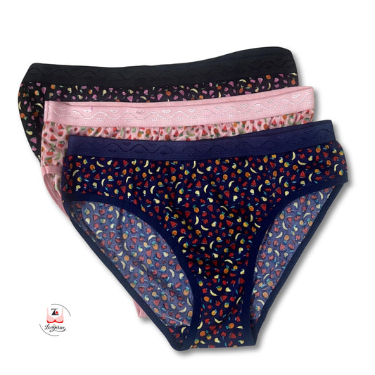 Fruits Printed Cotton Lycra Briefs Pack of 3