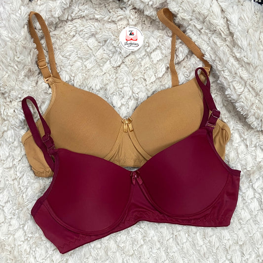 Solid Padded Brassiere pack of 2