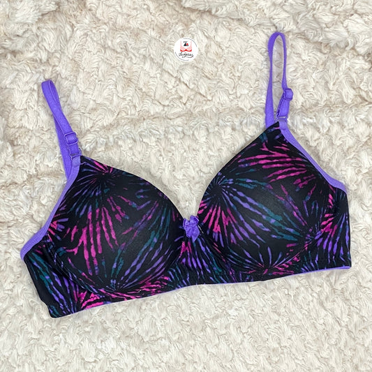 Dark Purple Printed Light Padded T-Shirt Brassiere