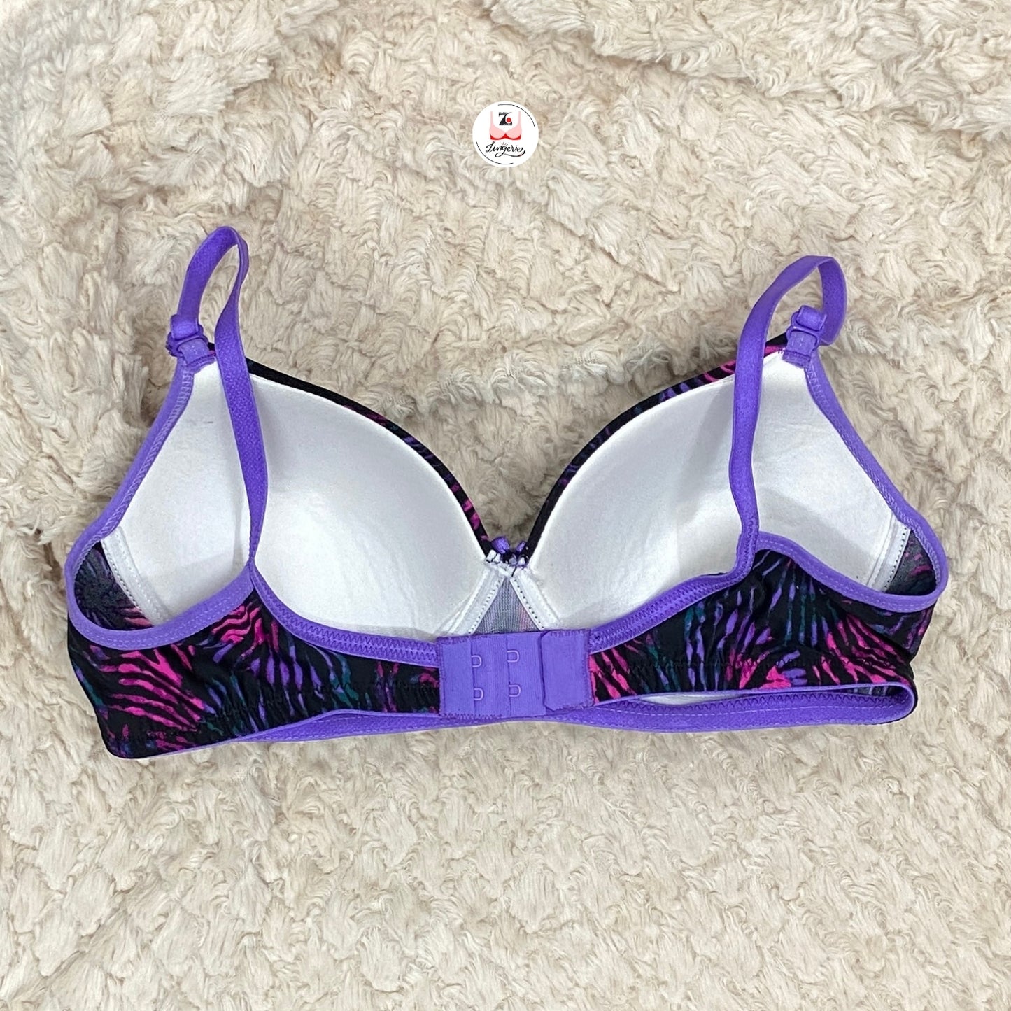 Dark Purple Printed Light Padded T-Shirt Brassiere