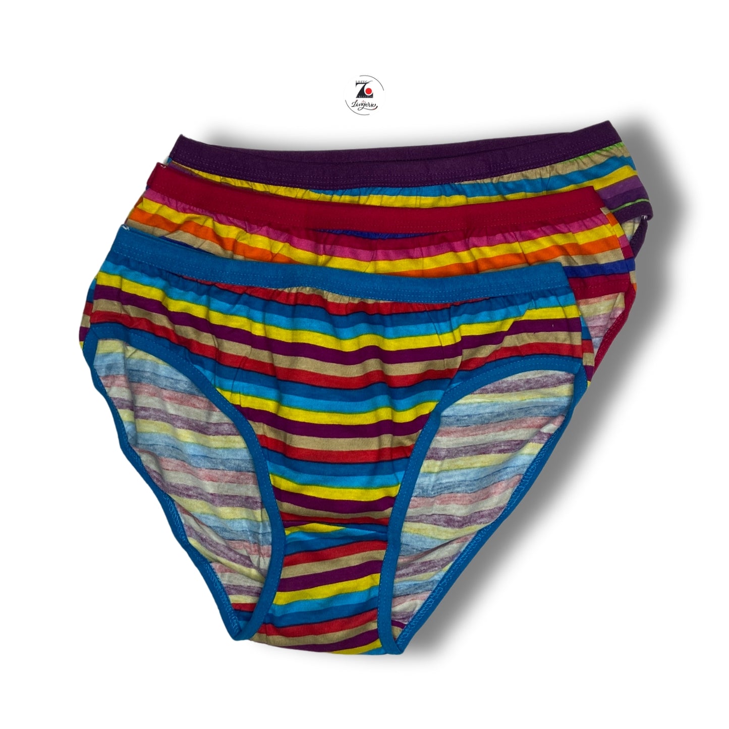 Women's Mid-Waist Cotton Panties – Striped Multicolor Design (3-Pack) | LOZEC CREATION