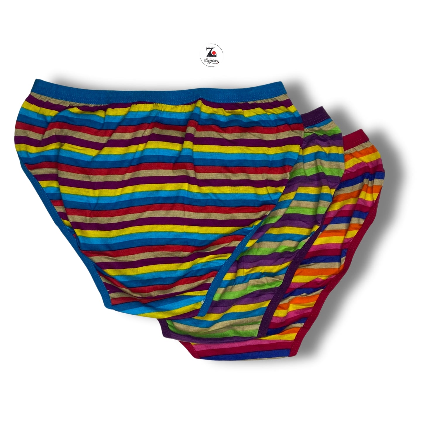 Women's Mid-Waist Cotton Panties – Striped Multicolor Design (3-Pack) | LOZEC CREATION