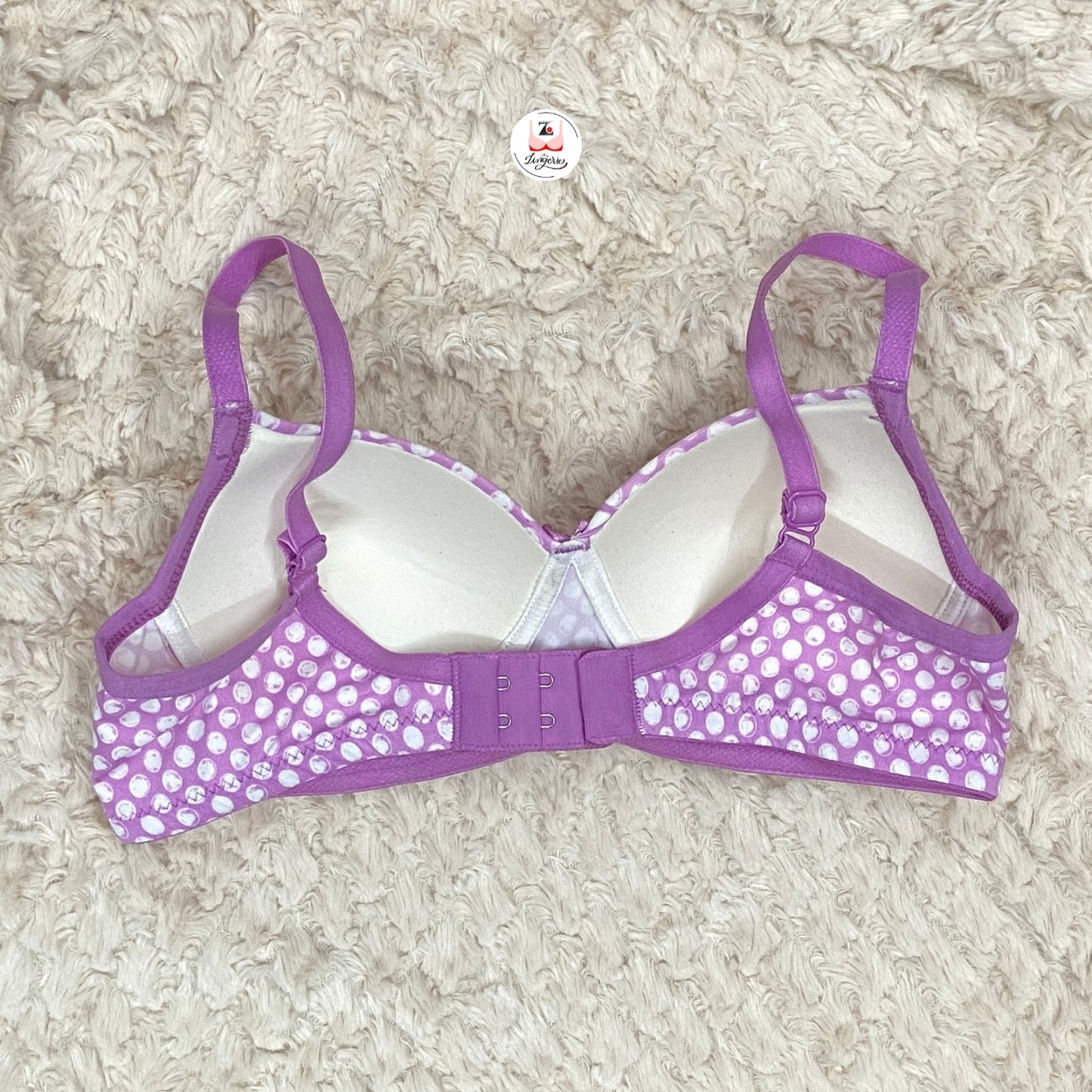 Light Purple Polka Dot Printed Light Padded T-Shirt Brassiere