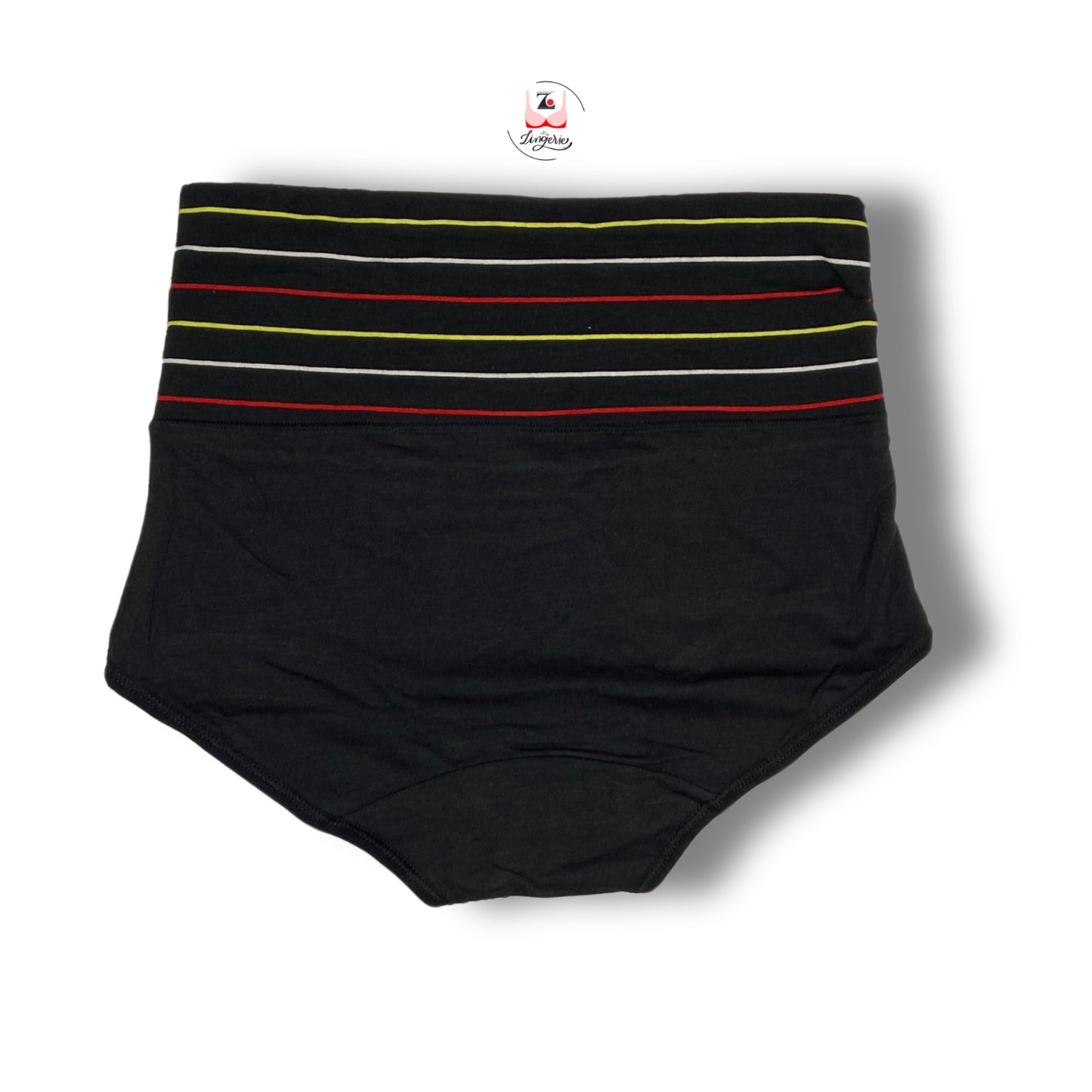 Striped High Waist Hipster Briefs Black Panty | Lozec Creation