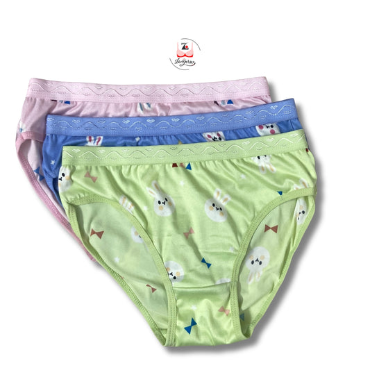 Bunny Printed Cotton Lycra Briefs Pack of 3