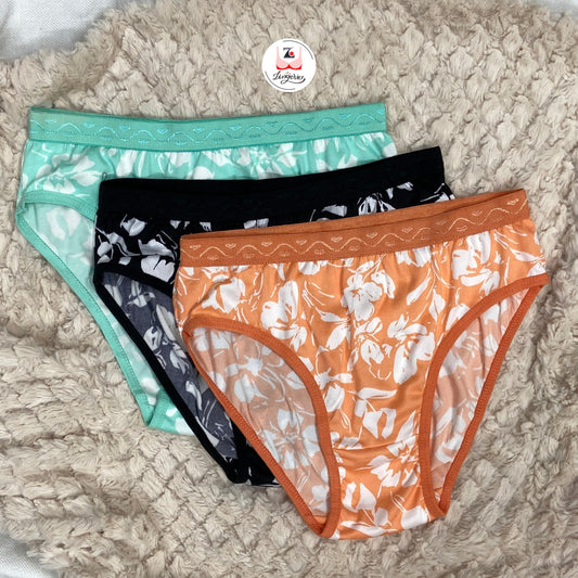 Assorted Printed Cotton Lycra Briefs Pack of 3