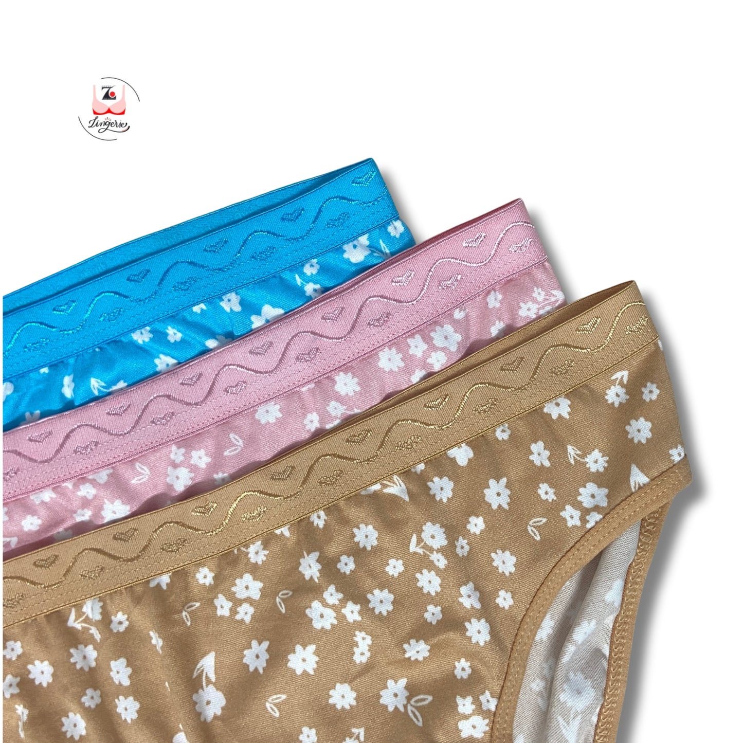 Flower Printed Cotton Lycra Briefs Pack of 3