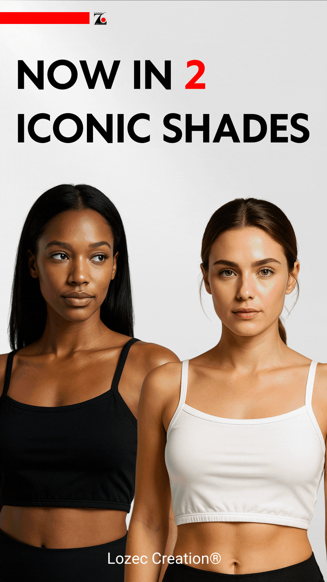 Lozec Creation free-size cotton bralette in black and white for women, fits XS to L, seamless and wire-free comfort top.