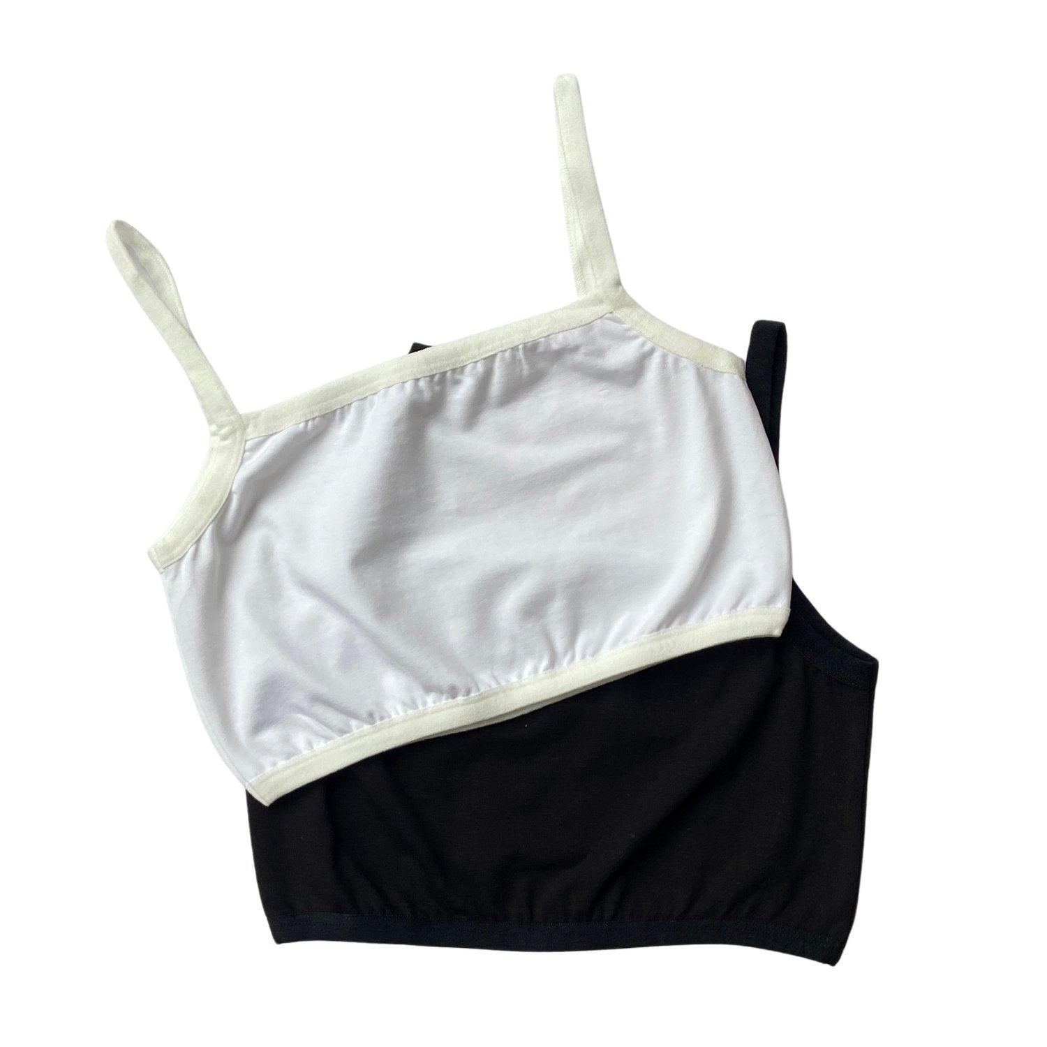 Lozec Creation free-size cotton bralette in black and white for women, fits XS to L, seamless and wire-free comfort top.