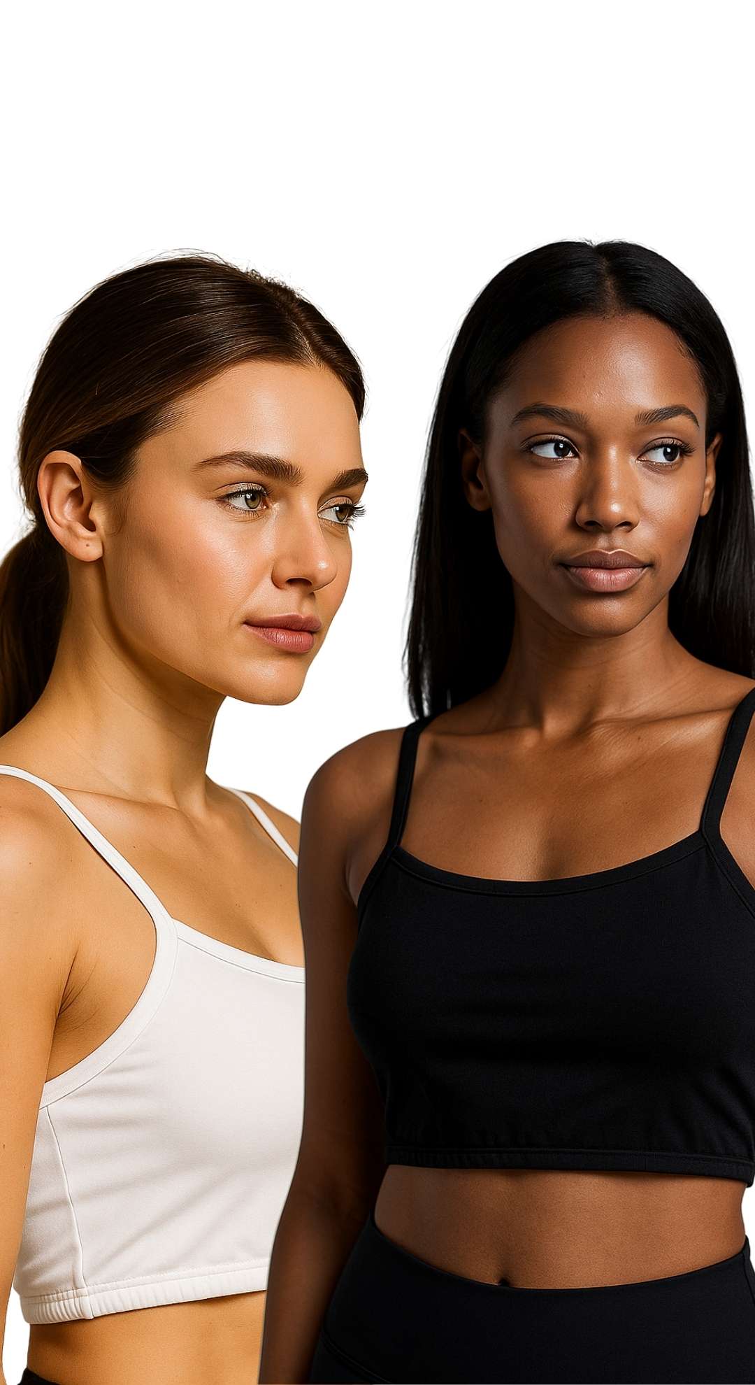 Lozec Creation free-size cotton bralette in black and white for women, fits XS to L, seamless and wire-free comfort top.