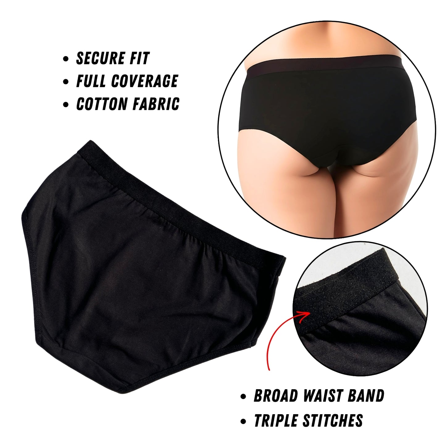 Leak-Proof Cotton Panty for Women – Full Coverage, Breathable & Soft, Secure Fit, Broad Waistband, Triple Stitched for Comfort, Hygiene & All-Day Protection | LOZEC CREATION