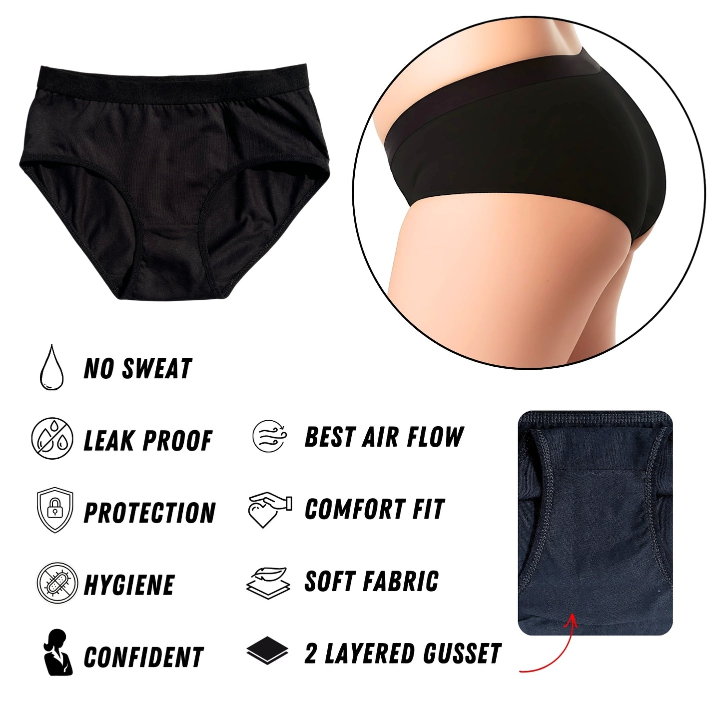 Leak-Proof Cotton Panty for Women – Full Coverage, Breathable & Soft, Secure Fit, Broad Waistband, Triple Stitched for Comfort, Hygiene & All-Day Protection | LOZEC CREATION