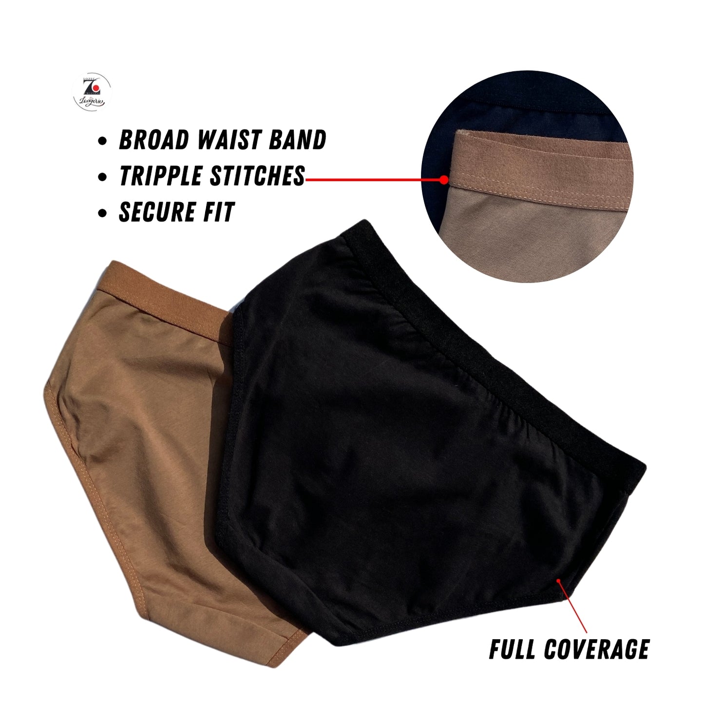 Ultra comfort panty with triple  stitching, secure fit and full coverage | LOZEC CREATION