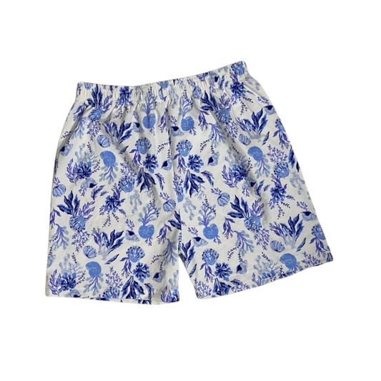 Women's Cotton Boxer Shorts with Blue Floral Print – Soft, Breathable & Stylish Loungewear | LOZEC CREATION