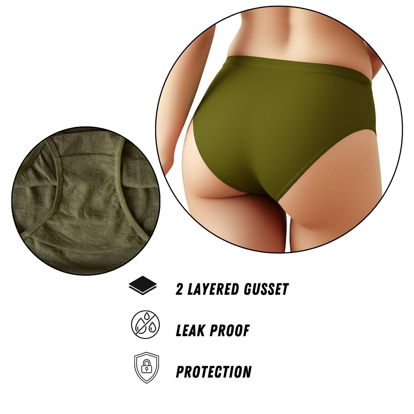 Women's Olive Green Panty with Breathable, Stretchable & Skin-Friendly | LOZEC CREATION