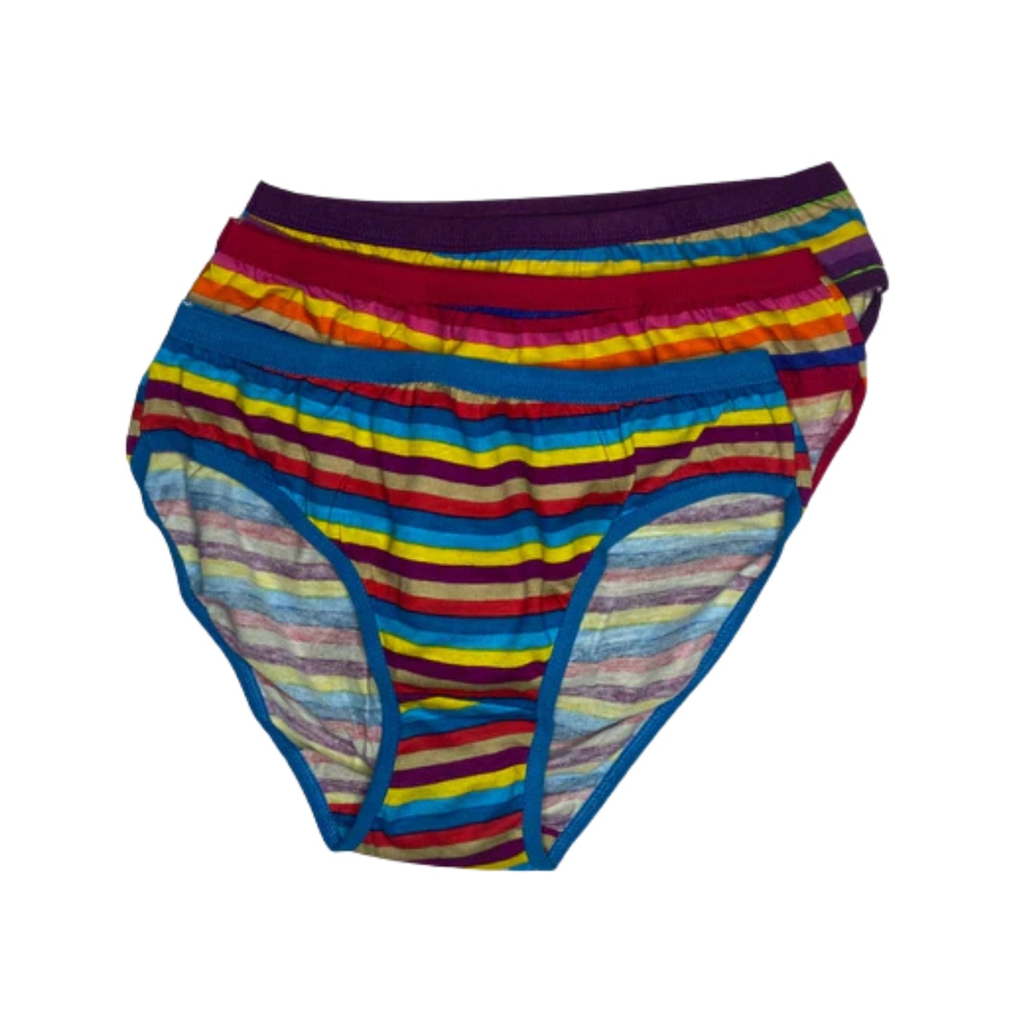 Women's Mid-Waist Cotton Panties – Striped Multicolor Design (3-Pack) | LOZEC CREATION