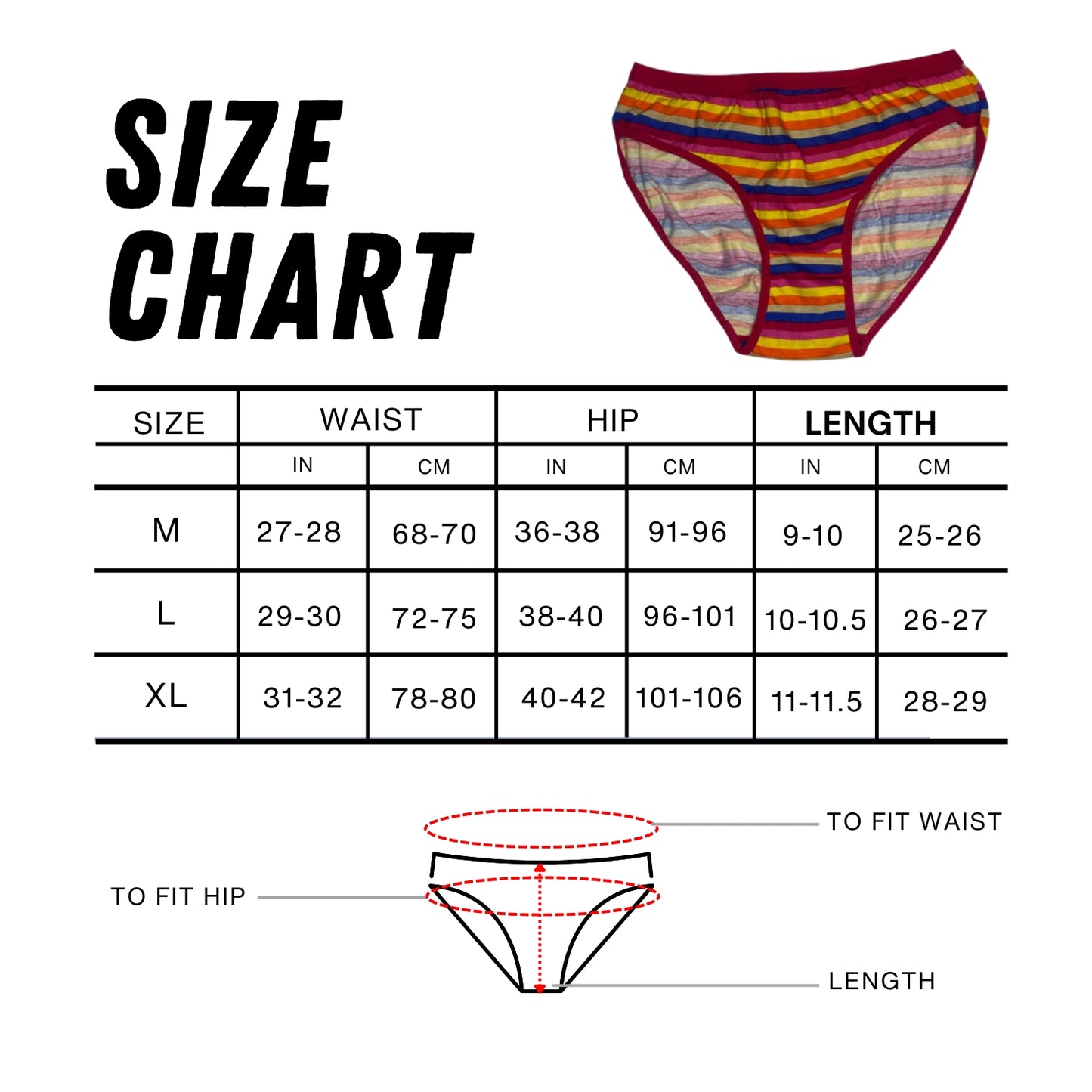 Women's Mid-Waist Cotton Panties – Striped Multicolor Design (3-Pack) | LOZEC CREATION
