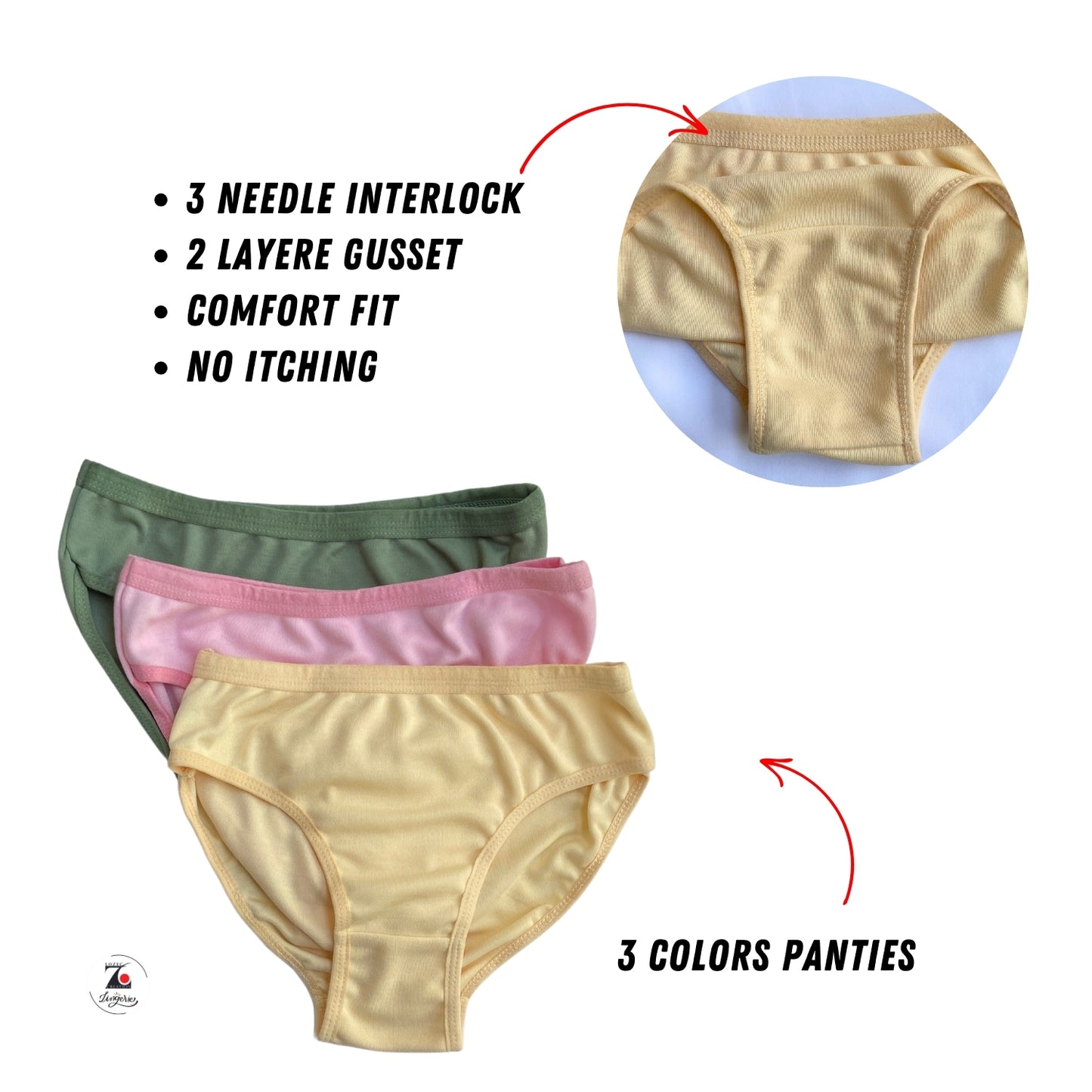 Women's Soft Cotton Panty – Pastel Colours (Pink, Green, Beige) | 3-Pack by LOZEC CREATION