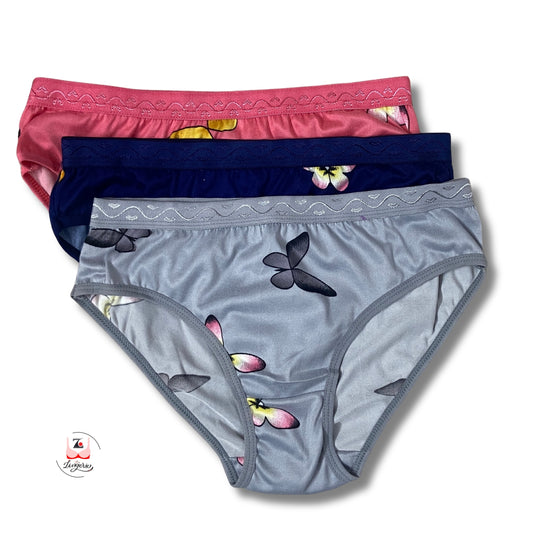 Butterfly Printed Cotton Lycra Briefs Pack of 3
