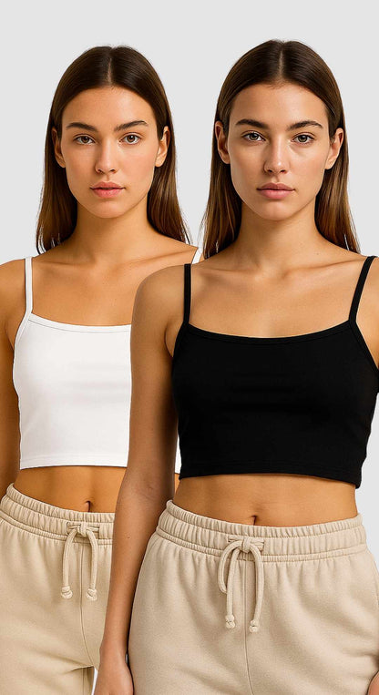 Lozec Creation free-size cotton bralette in black and white for women, fits XS to L, seamless and wire-free comfort top.