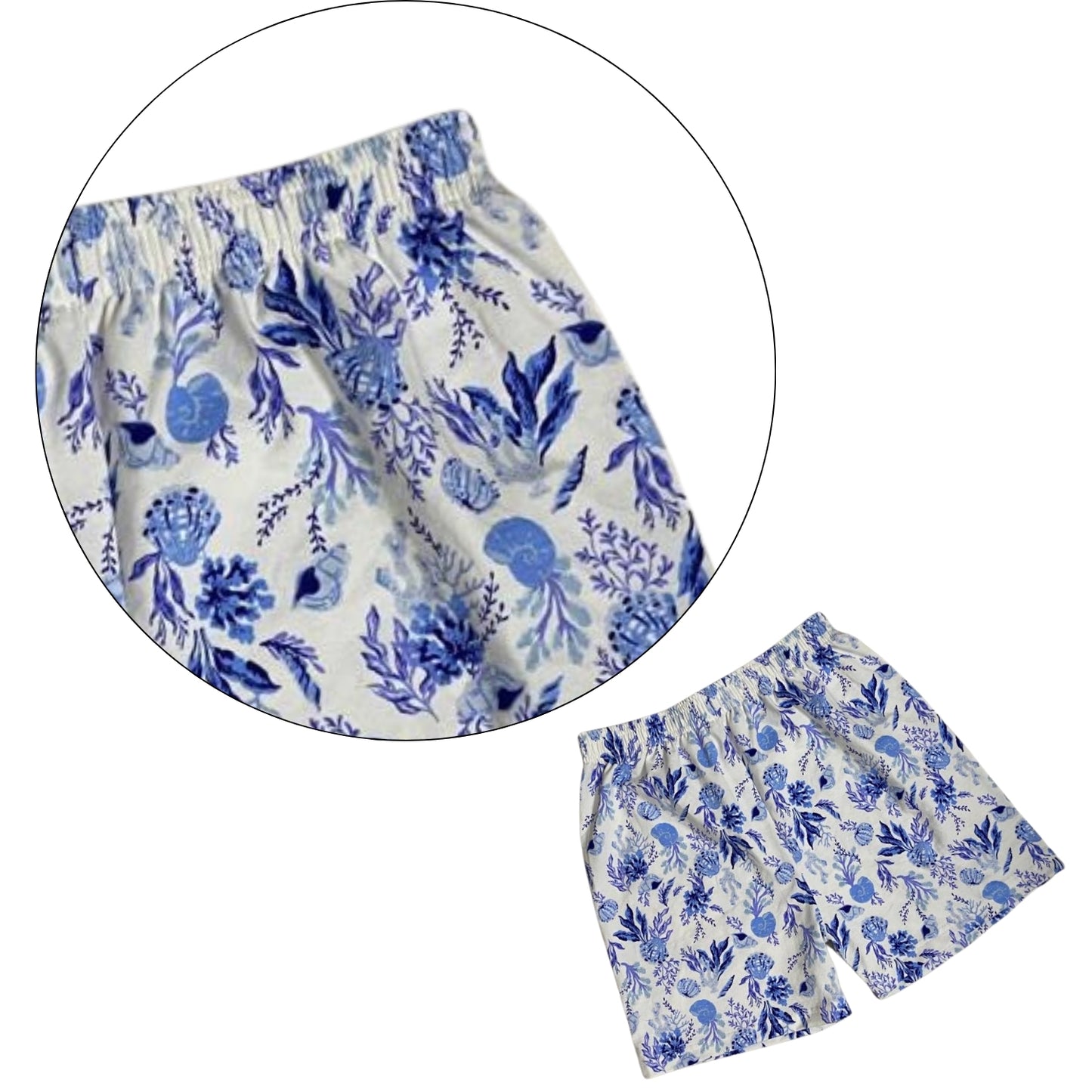 Women's Cotton Boxer Shorts with Blue Floral Print – Soft, Breathable & Stylish Loungewear | LOZEC CREATION